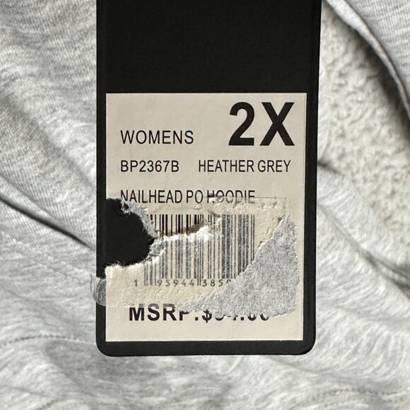 Bebe Sport Women’s 2X Hoodie‎ Sweatshirt Heather Gray Rhinestone Logo Athleisure - Picture 8 of 14